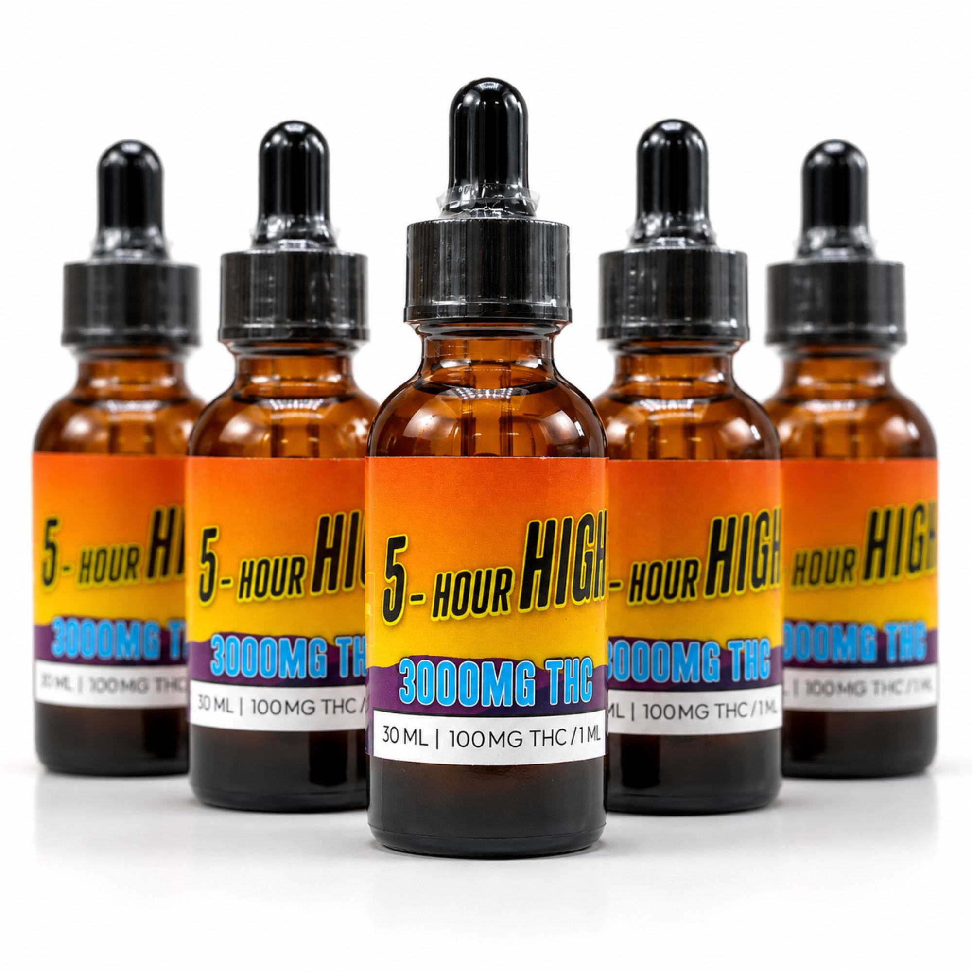5 Hour High 3000MG THC Tincture Bulk Mix and Match bottles in assorted flavours