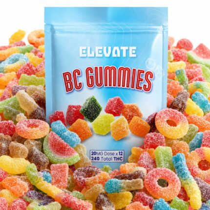 Elevate 240MG Bulk Mix and Match THC edibles with assorted gummy and candy flavours, 12 pieces and 20mg THC per piece