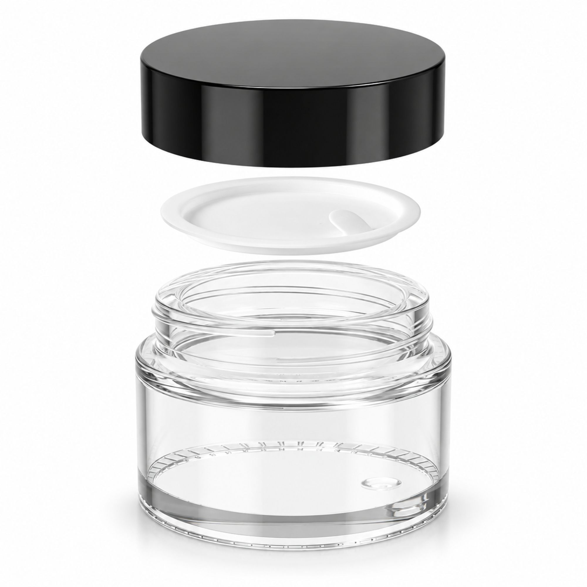 30ml 1oz clear glass concentrate jar with black screw-on lid