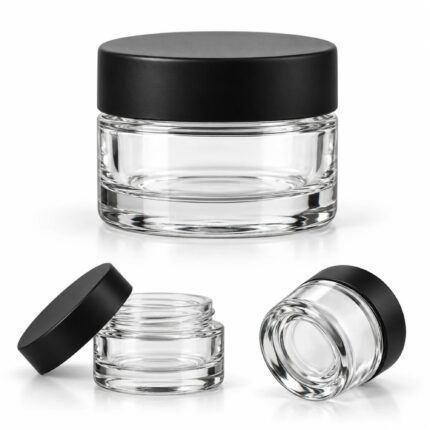 10ml clear glass concentrate container with black cap for 3.5G to 7G of concentrates